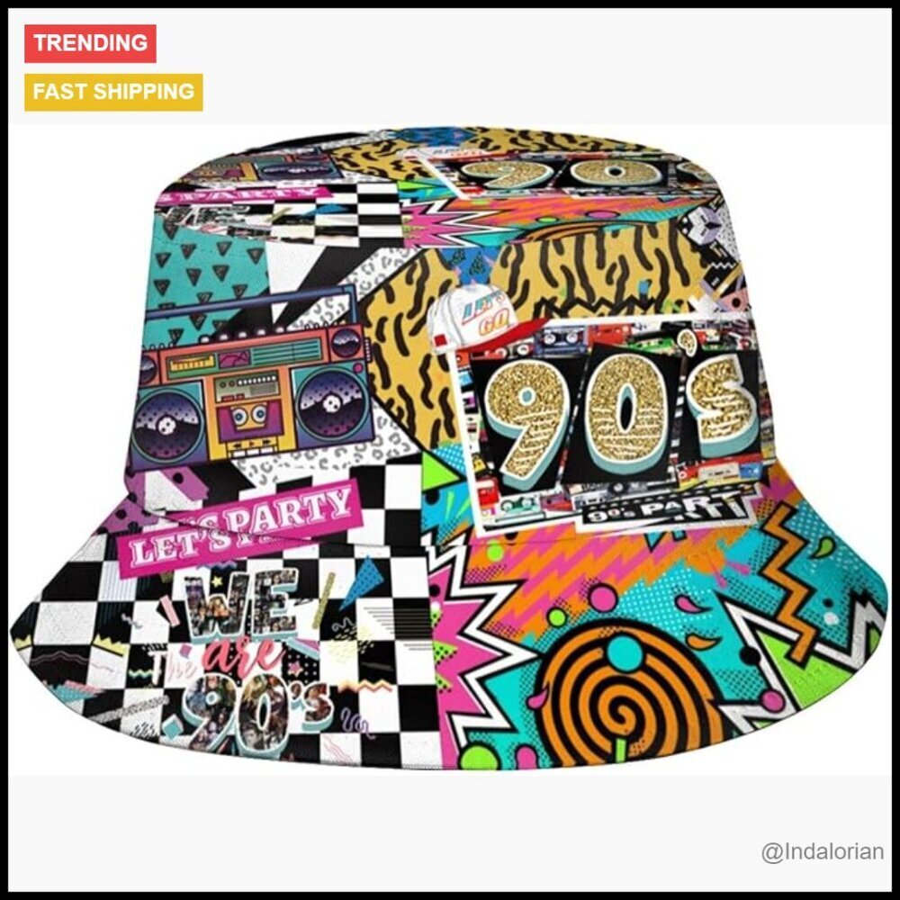 Retro 80s 90s Bucket Hat Unisex Adjustable Packable Summer Beach Fishing Sun Hat
